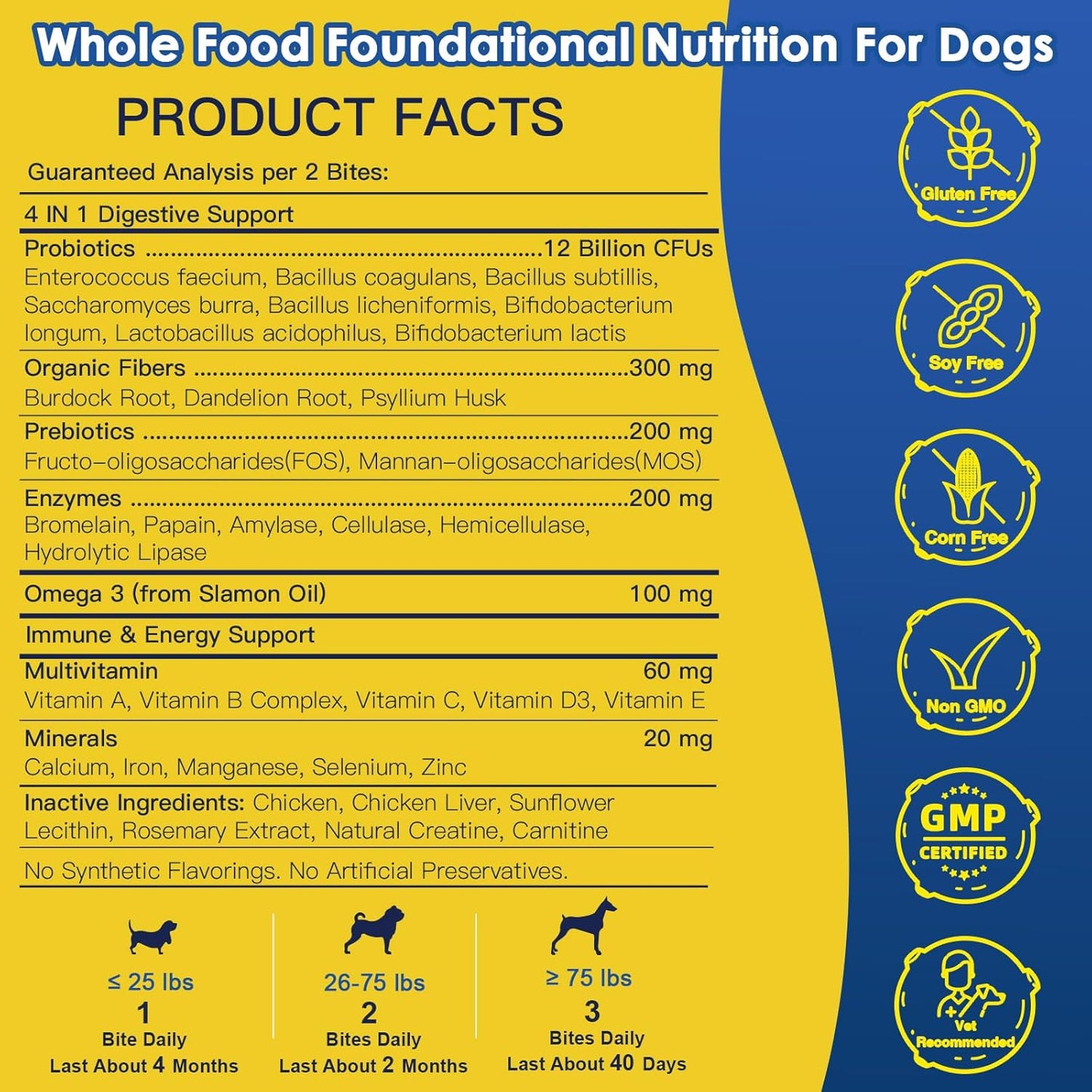 Probiotics for Dogs - Dog Probiotics for Digestive Health, Prebiotics, Enzymes, Fiber, and Omega-3 with Vitamins to Promote Intestinal Health, Support Immunity, Allergies & and Itchy Skin,